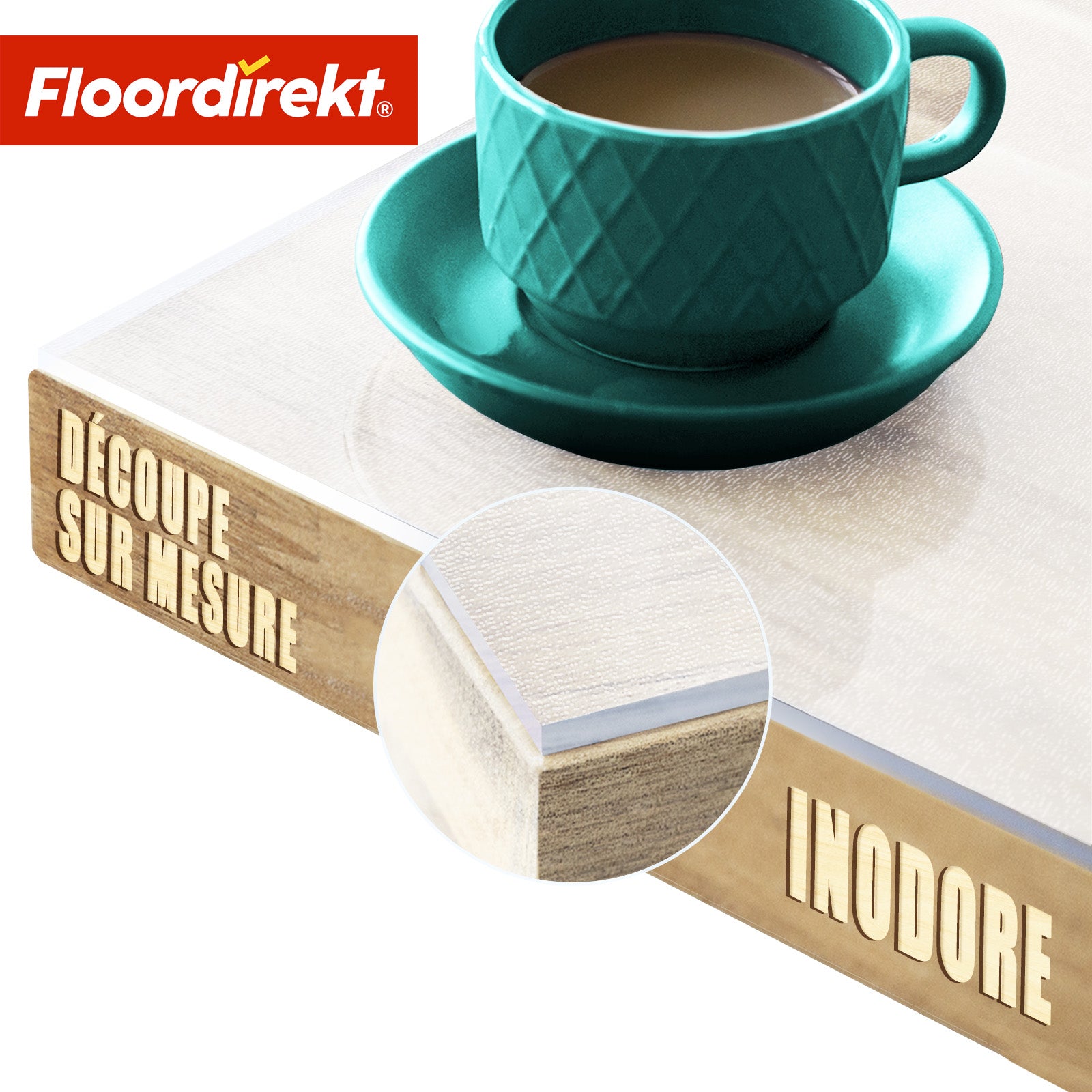 Film de table | Neo Milky | Protection de table semi-transparente blanc laiteux sur mesure avec coupe droite