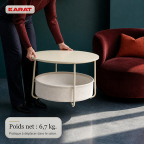 Table d’appoint | Tore | Table ronde avec rangement ouvert en bois & acier | Ø 75 cm