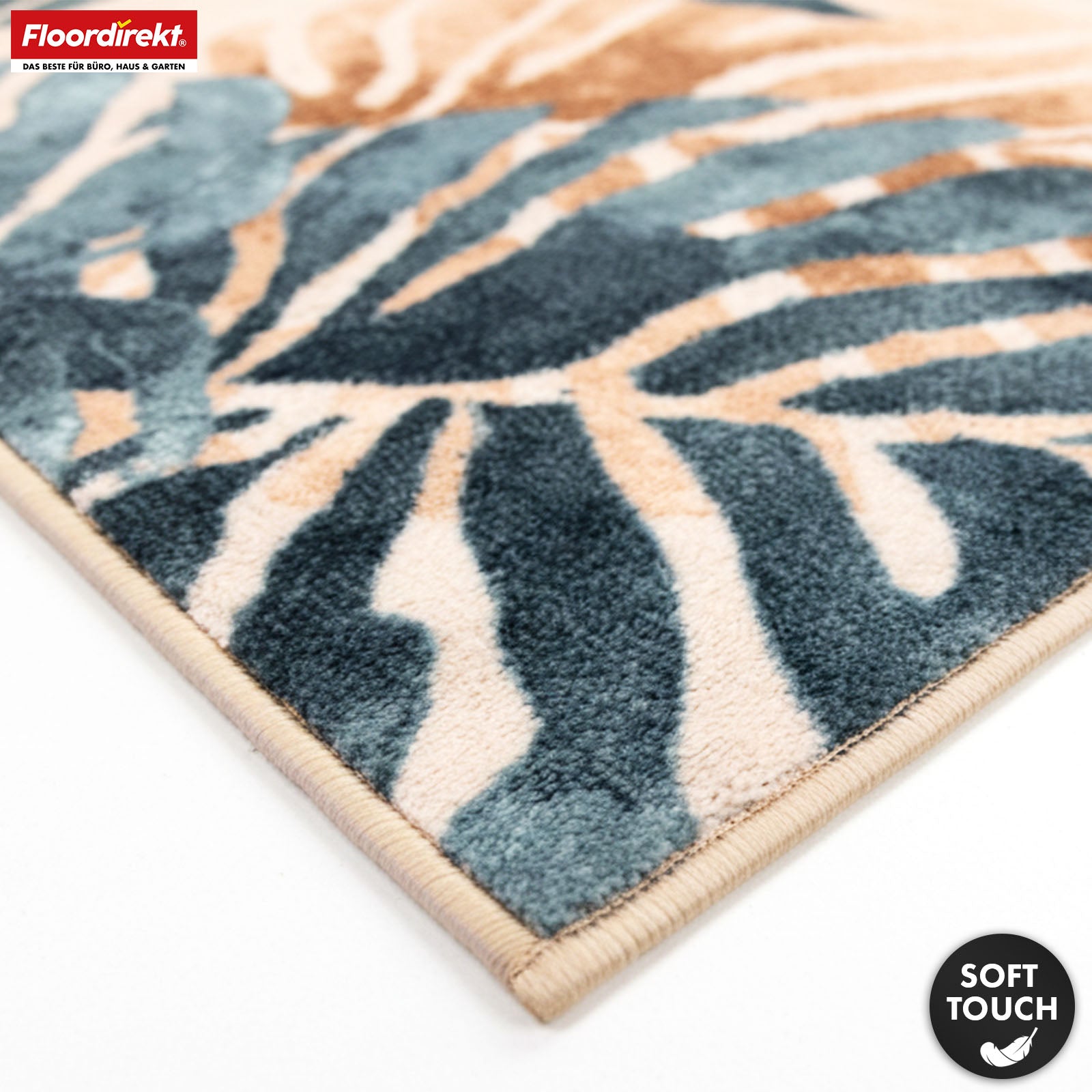 Tapis de salon | Amazonia | Tapis moderne à motif de feuilles | Antidérapant, résistant & facile d’entretien | Disponible en plusieurs tailles