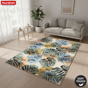 Tapis de salon | Amazonia | Tapis moderne à motif de feuilles | Antidérapant, résistant & facile d’entretien | Disponible en plusieurs tailles