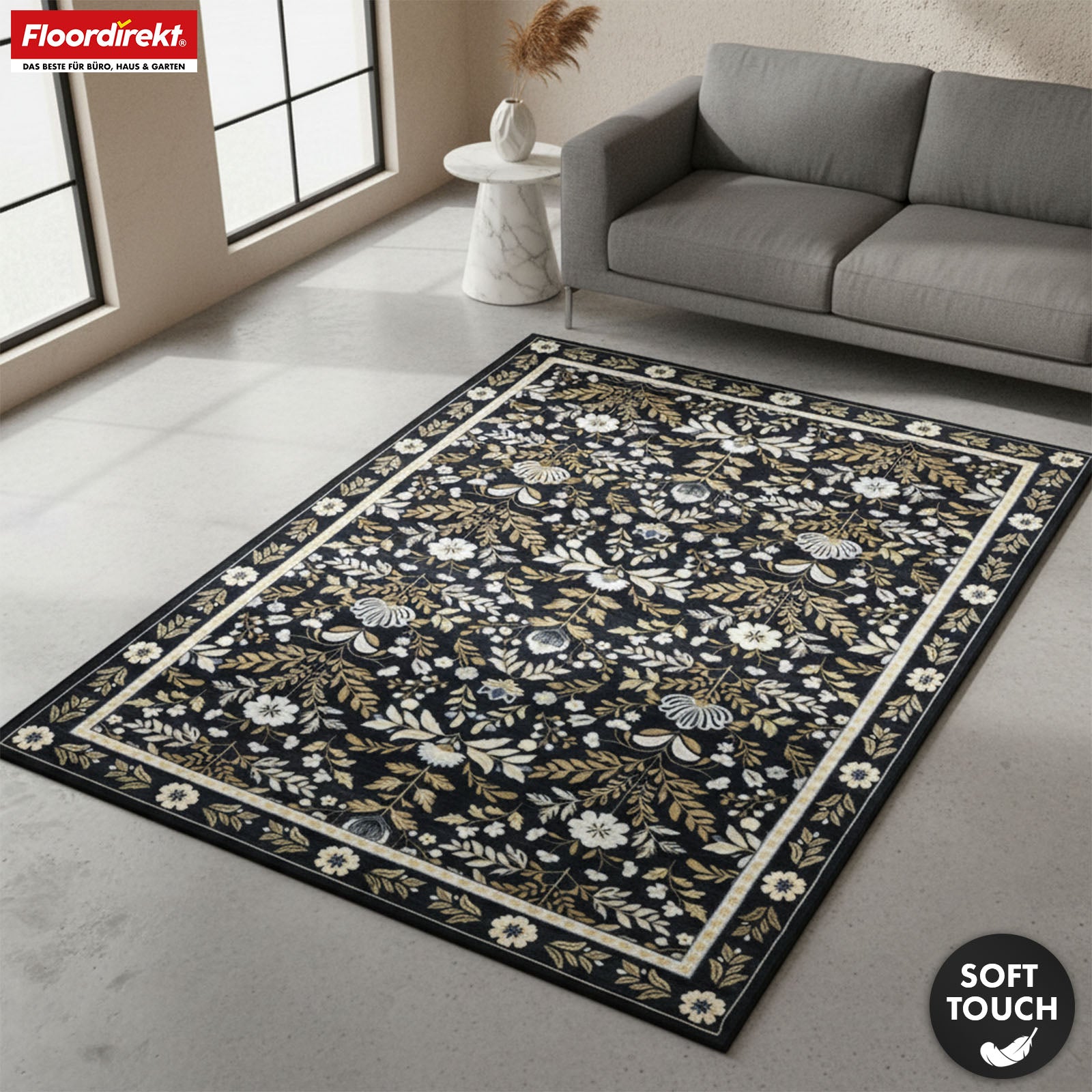 Tapis de salon | Aristo | Tapis élégant au motif floral classique | Antidérapant, durable & facile d’entretien | Disponible en plusieurs tailles