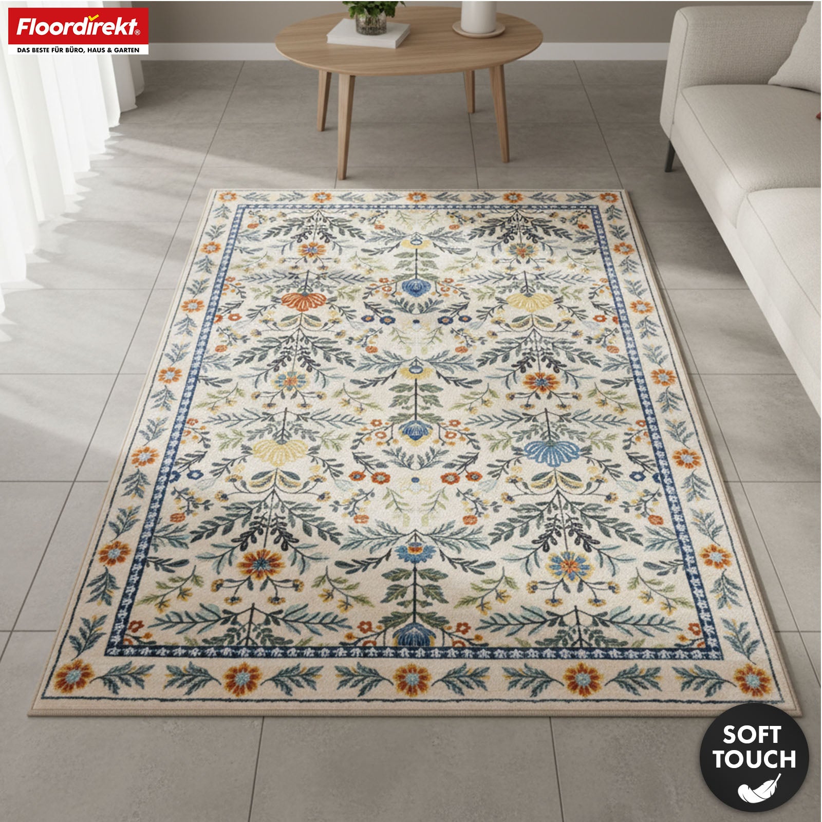 Tapis de salon | Orientalis | Tapis classique au motif floral oriental | Antidérapant, résistant & facile d’entretien | Disponible en plusieurs tailles