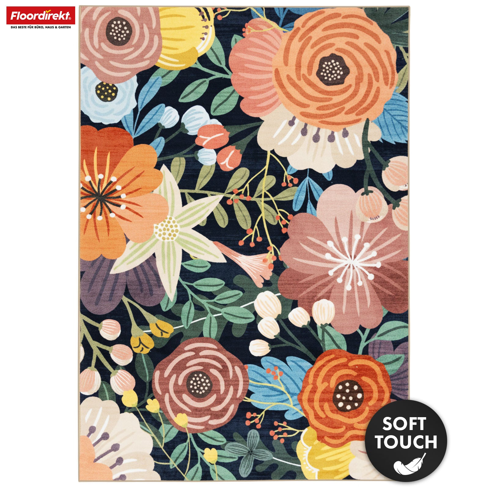 Tapis de salon | Tropica | Tapis moderne à motif floral tropical | Antidérapant, résistant & facile d’entretien | Disponible en plusieurs tailles