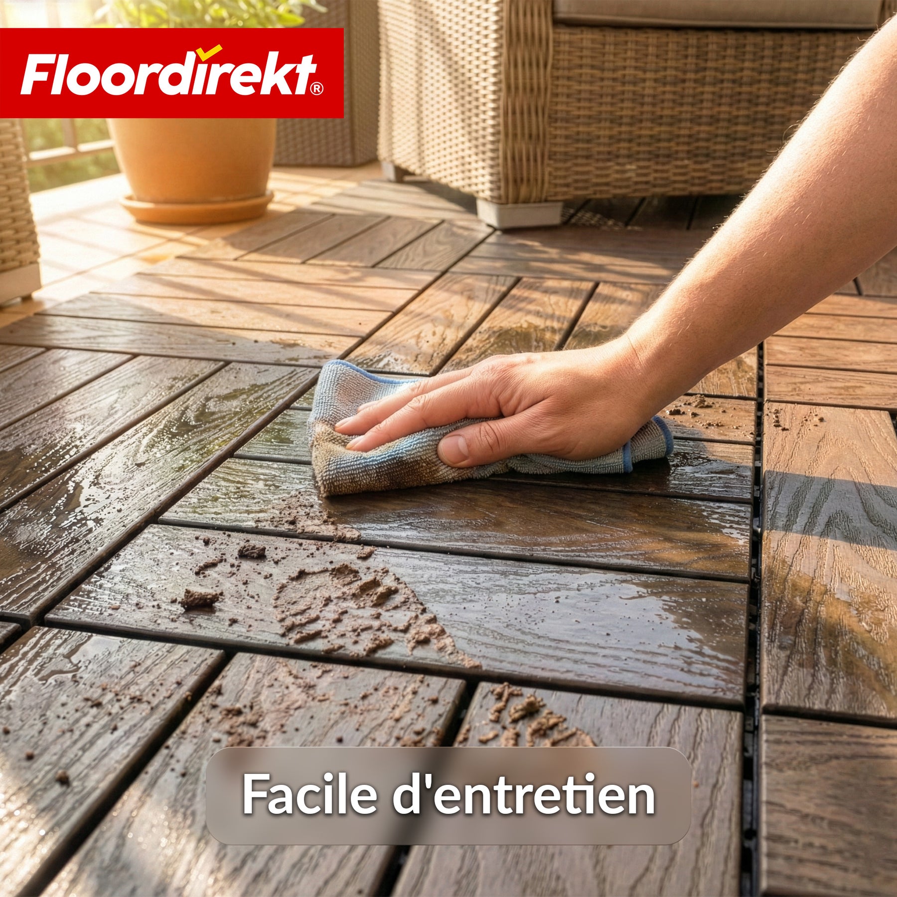 Dalle de terrasse WPC | Noble 3D | Dalle clipsable moderne 30 x 30 cm pour balcon & terrasse