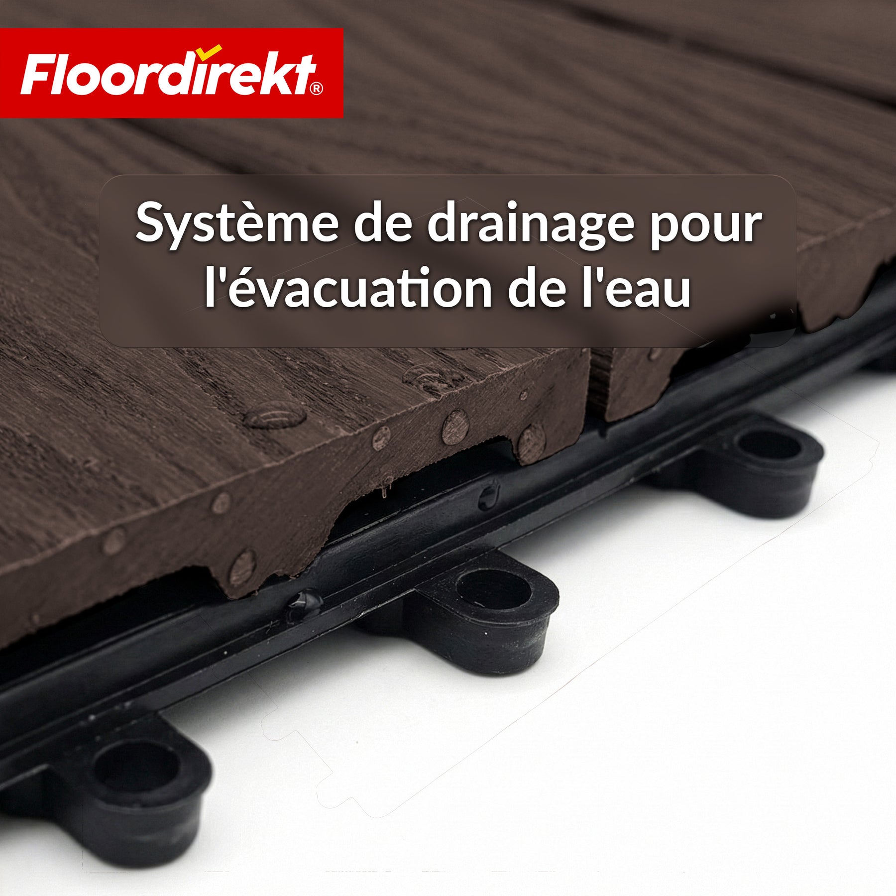 Dalle de terrasse WPC | Noble 3D | Dalle clipsable moderne 30 x 30 cm pour balcon & terrasse