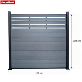 Clôture de confidentialité WPC | Elba | 180 x 180 cm Anthracite | Résistante aux intempéries, stable aux UV & facile d’entretien avec poteaux en aluminium