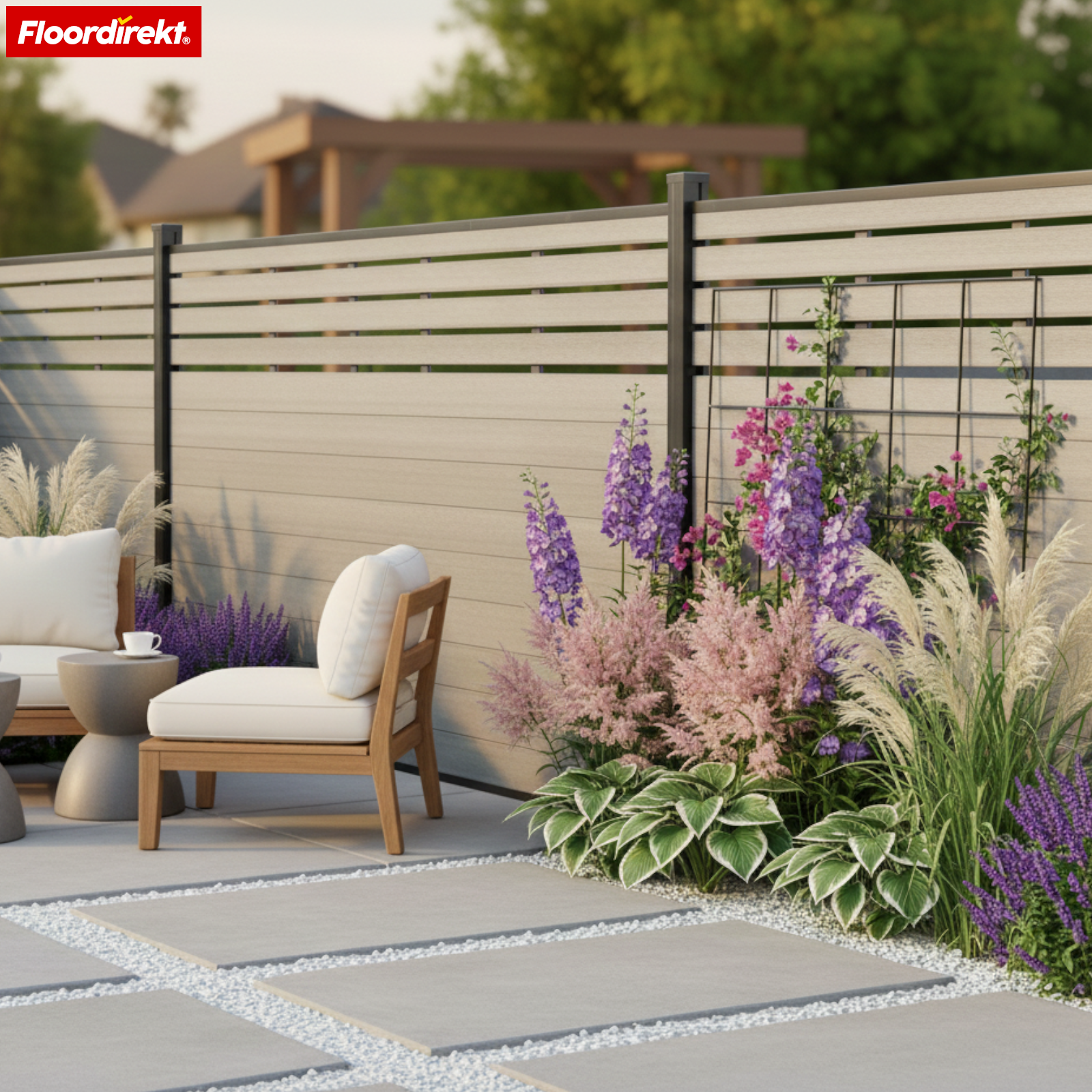 Clôture de confidentialité WPC | Elba | 180 x 180 cm Anthracite | Résistante aux intempéries, stable aux UV & facile d’entretien avec poteaux en aluminium