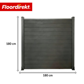 Clôture brise-vue en WPC | Ponza | 180 x 180 cm | Brise-vue et brise-vent moderne en noir avec poteaux en aluminium