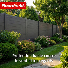 Clôture brise-vue en WPC | Ponza | 180 x 180 cm | Brise-vue et brise-vent moderne en noir avec poteaux en aluminium