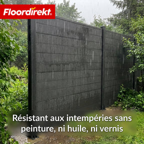 Clôture brise-vue en WPC | Ponza | 180 x 180 cm | Brise-vue et brise-vent moderne en noir avec poteaux en aluminium